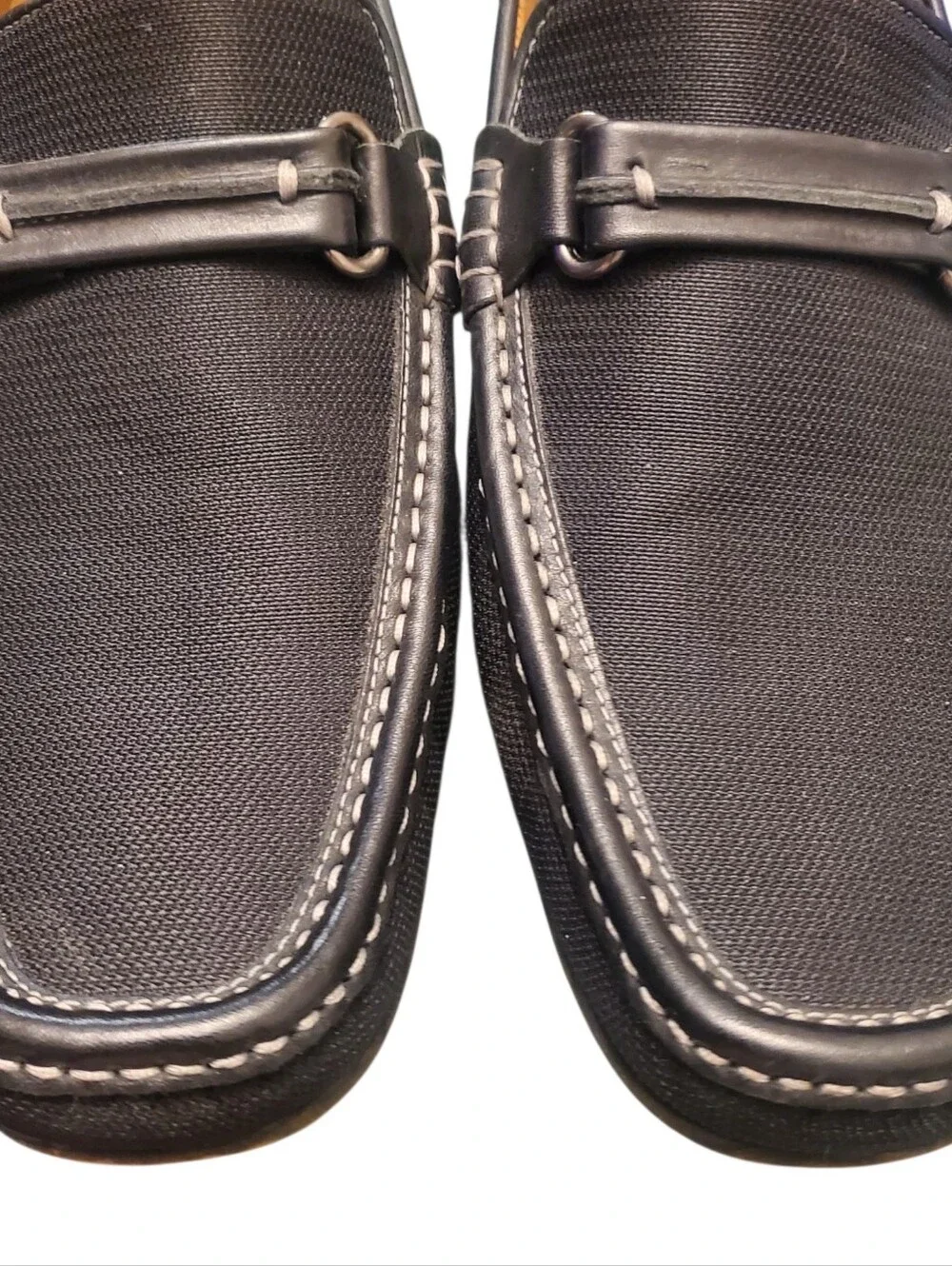 Donald Pliner Donnie Black Leather & Nylon Moc Toe Slip-On Loafers Men's Size 11